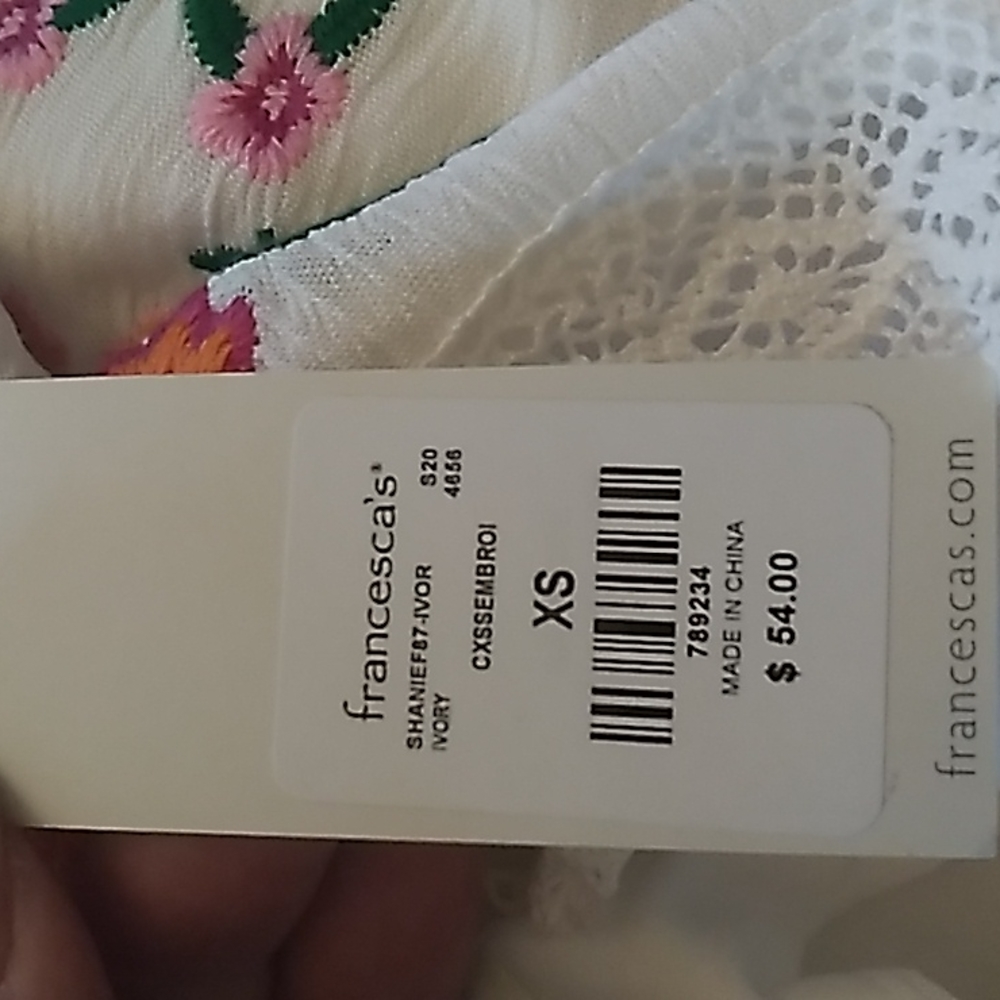 Blue Rain Francesca's Women's Ivory embroidered dress in size XS 100% Rayon - Picture 4 of 8